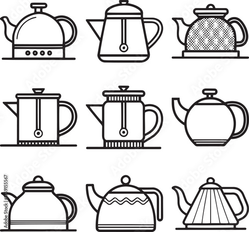 Teapot Silhouette Vector Set — Cozy Kitchen Icons