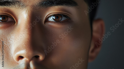 Close up of man face with intense expression