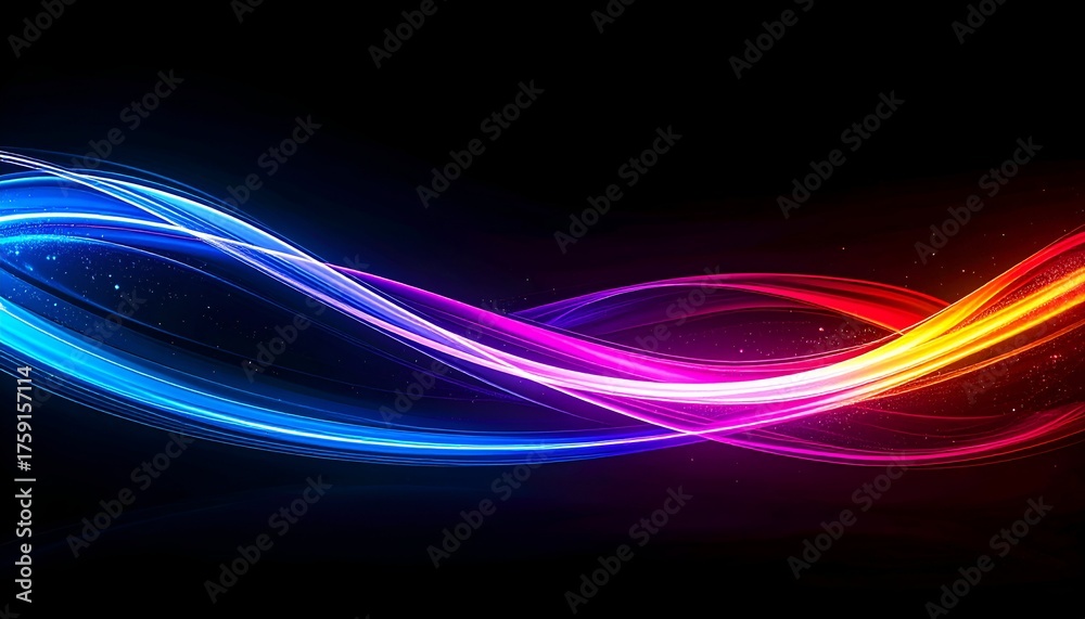Naklejka premium Vibrant abstract waves of blue, pink, and purple light flowing gracefully against a dark background