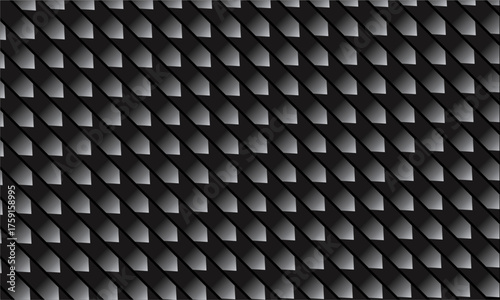 Black 3D texture pattern with shiny bubble-like scales, creating metallic futuristic look.