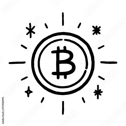 Shining bitcoin icon symbolizing cryptocurrency value