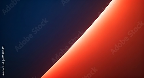 Abstract curved orange shape against deep blue gradient background with subtle lighting