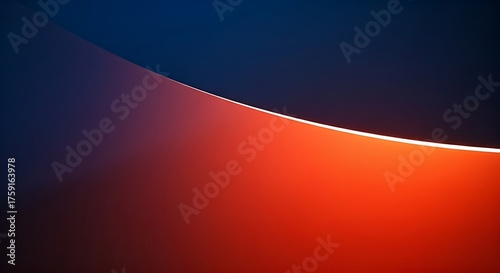 Abstract curved orange shape against deep blue gradient background with subtle lighting