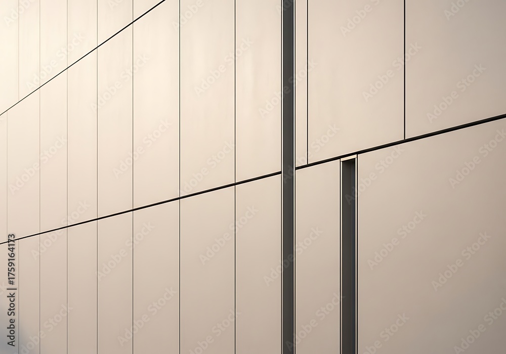 Fototapeta premium Modern building facade exhibiting architectural panel details and lines