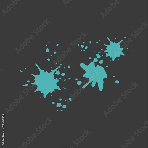 Turquoise Paint Splatter Graphic Design Element on Dark Gray Background
