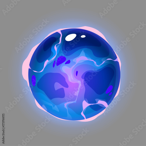 A vibrant blue and purple energy sphere with swirling magical plasma for a fantasy game