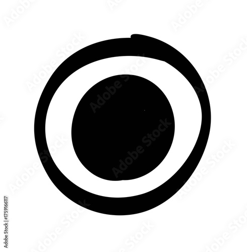 Checkmark. Signature. Double circle. Circle. Simple lines. Handwritten.