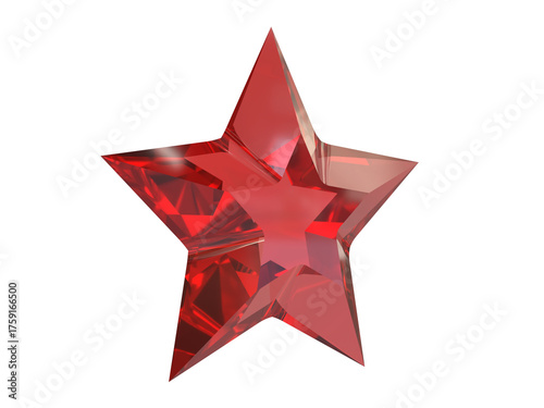 Ruby red crystal stars used as decorations in celebrations