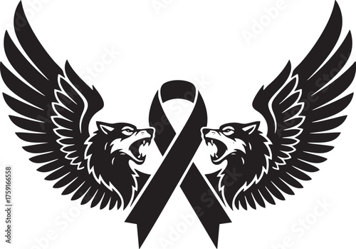 Wolf with Ribbon, Awareness Symbol
