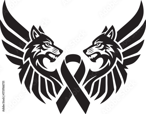 Wolf with Ribbon, Awareness Symbol