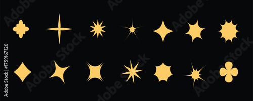 Sparkle star icons set.Twinkle star shape symbols.Star icon.