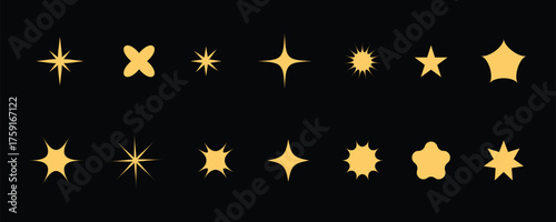 Sparkle star icons set.Twinkle star shape symbols.Star icon.