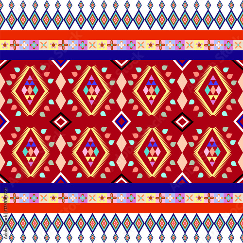 Geometric ethnic roiental seamless line pattern traditional colorful design for bankground, carpet , wallpaper, clothing, wrapping , batik, fabric, vector, illustration, embroidery style
