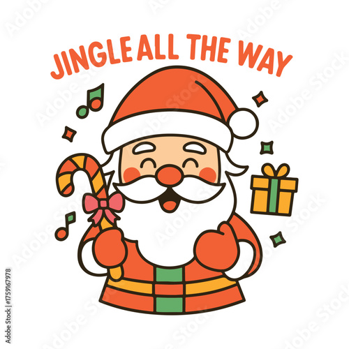 Jingle All The Way Cute Santa Christmas Design