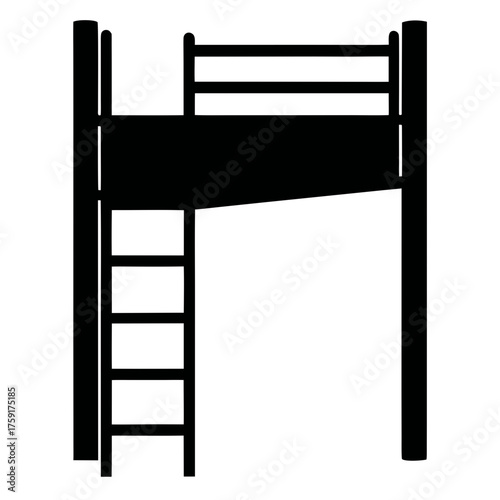 Simple bunk bed with ladder silhouette