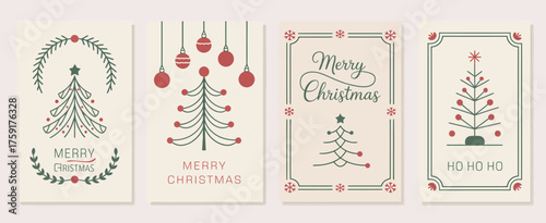 Art Deco Christmas Design – Modern minimal line drawing featuring festive tree, baubles, and typography. Ideal for holiday invitations, posters, menus, and digital greetings.