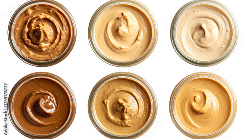 Assortment of Nut Butter in Jars: Peanut, Almond, and Cashew Spreads Close-Up
