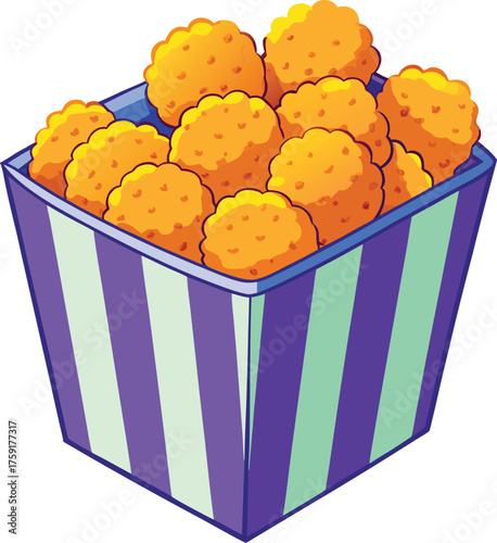 Cartoon Chicken Nuggets Box Illustration