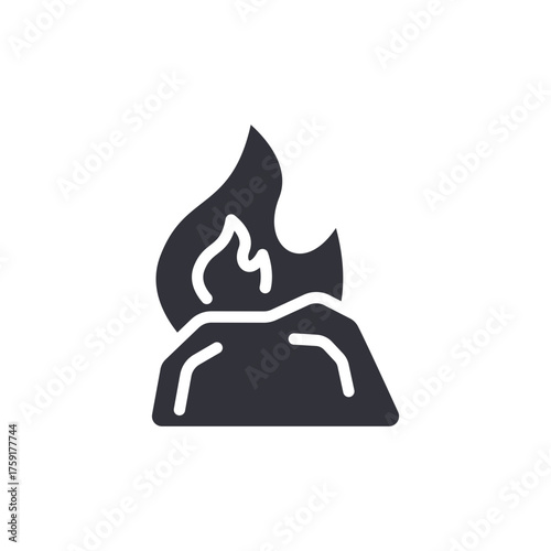Burning Fire Solid Icon Design Element Illustration Vector