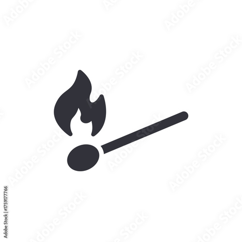 Burning Matchstick Flame Simple Icon Symbol Illustration