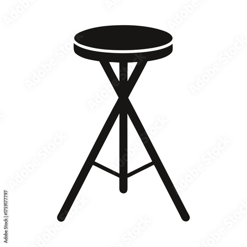 Simple black silhouette of a three legged stool