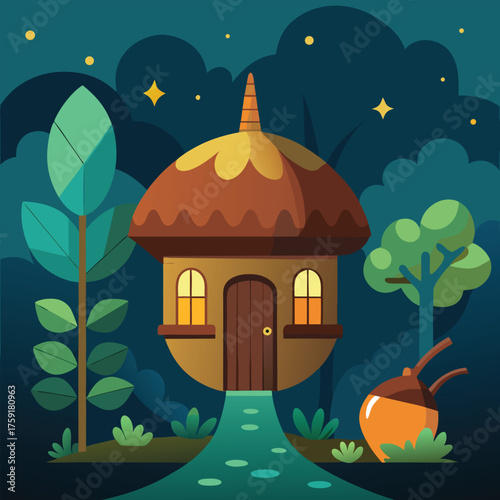 a treehouse shaped like a giant acorn  hidden in a (1).eps