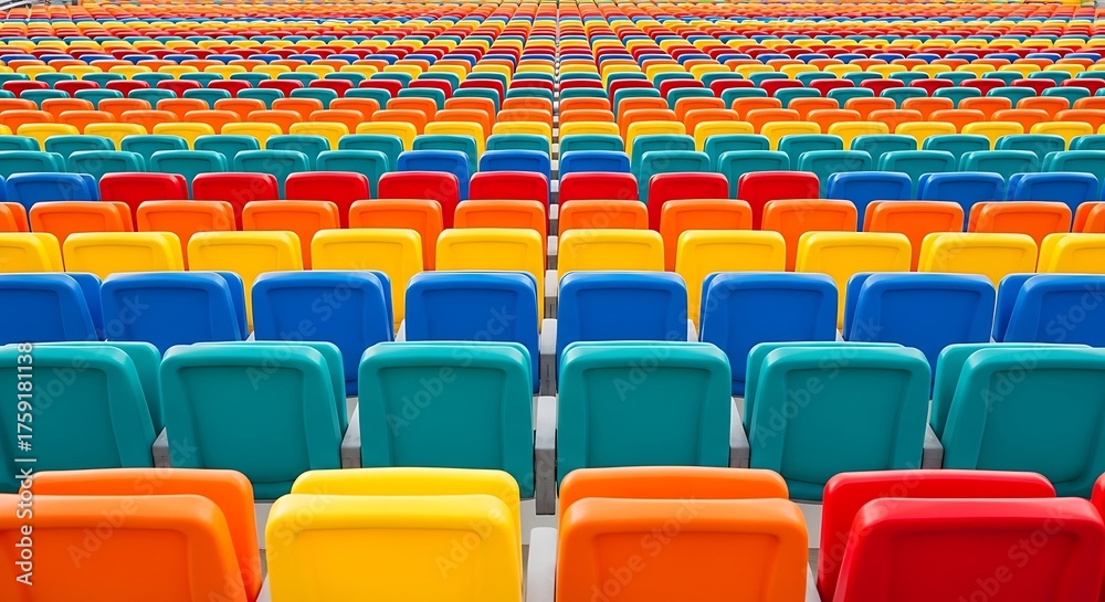 Fototapeta premium Rows of colorful stadium seating vibrant and organized perfect for backgrounds