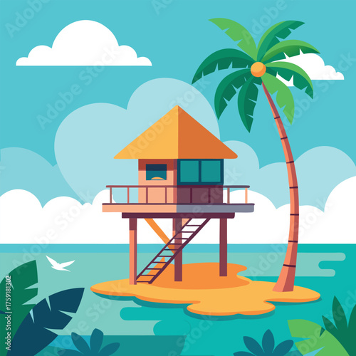 tropical beach hut