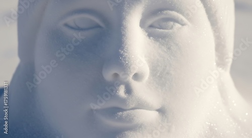 Serene White Marble Statue of a Child with Calm Expression in Soft Natural Light