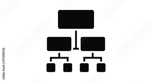 Simple black silhouette of a hierarchical organizational chart with rounded rectangles and connecting lines