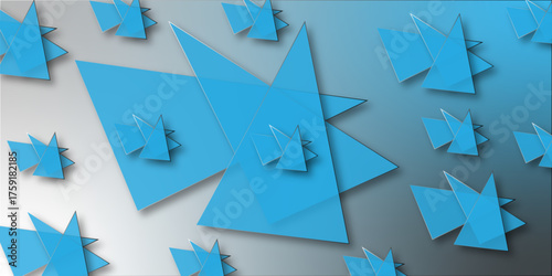 Abstract blue irregular triangle pattern geometric background. Abstract white geometric triangle 3D background. Vector Illustration. Modern background for business or technology presentation.