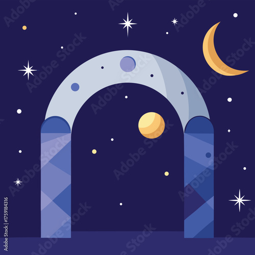 celestial arch showing moonlit cosmos .eps