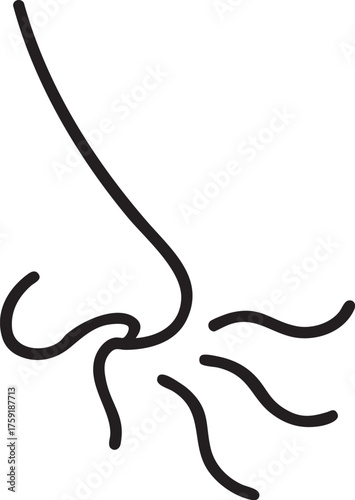 Nose Icon Black Vector Silhouette (Isolated, Editable Design)
