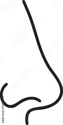 Nose Icon Black Vector Silhouette (Isolated, Editable Design)
