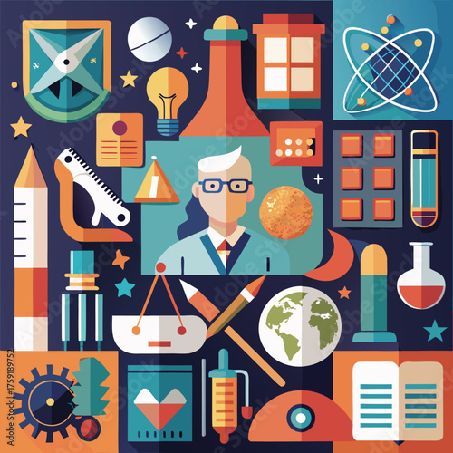 flat school subject icons  math  science  art  his (1).eps