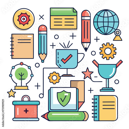 flat tutoring and teaching icons  minimal vector p.eps