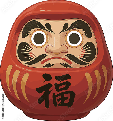 両目の塗られたダルマのイラスト