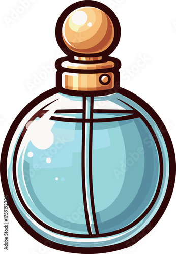 金の蓋の青い香水のイラスト