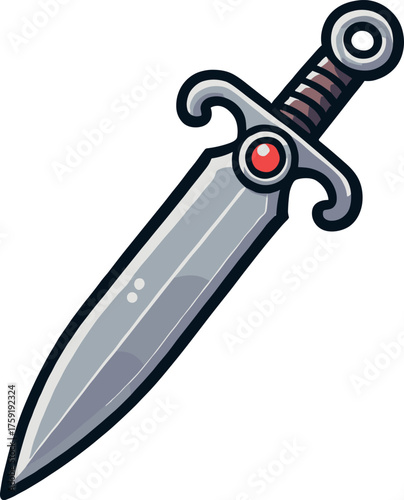 赤いクリスタルのついた両手剣のイラスト