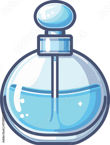 青いの蓋の青い香水のイラスト