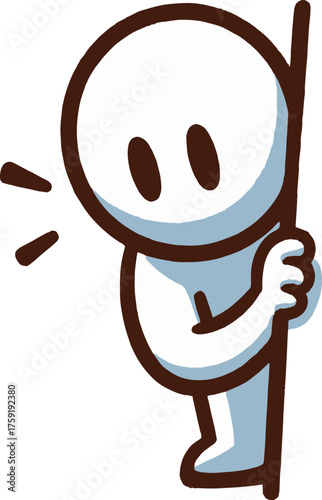 壁越しに覗き込む人のイラスト