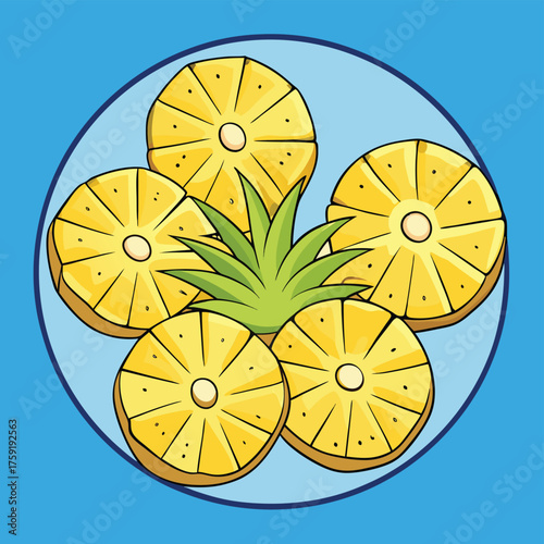 fresh pineapple slices arranged in circle pattern.eps