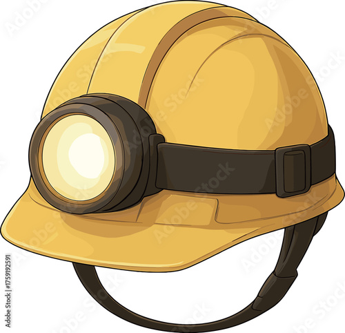 ライト付きヘルメットのイラスト