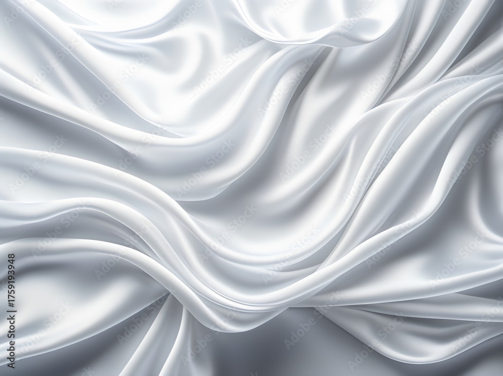 Obraz premium White satin fabric with soft folds and elegant shiny texture