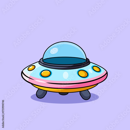 Cute Cartoon UFO Spaceship Vector Illustration Cartoon Design
