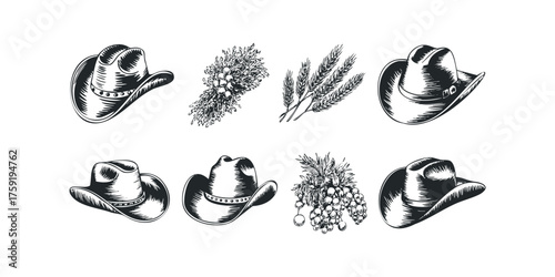 Western Cowboy Hat and Harvest Elements Collection