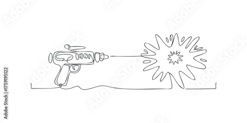 Line art toy ray gun firing energy blast