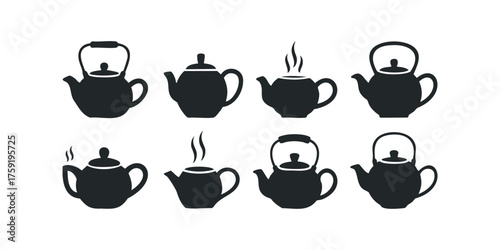 Collection of eight different tea kettle silhouettes