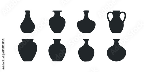 Collection of ancient amphora and vase silhouettes