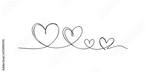 Three hearts connected by a single line